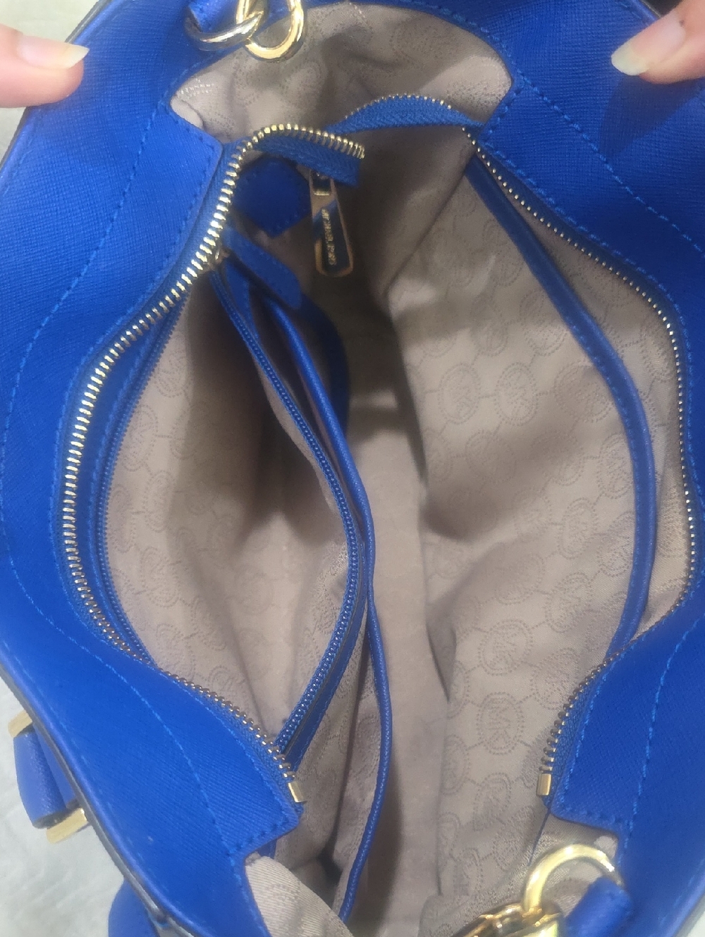 Michael Kors Royal Blue  Structured Handbag with Gold Hardware - Picture 11 of 11